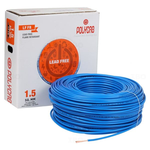 Polycab FRLF 1.5 sq mm Blue 90 m PVC Insulated Wire