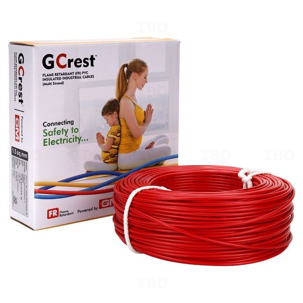 GM GCREST 1.5 sq mm Red 90 m PVC Insulated Wire