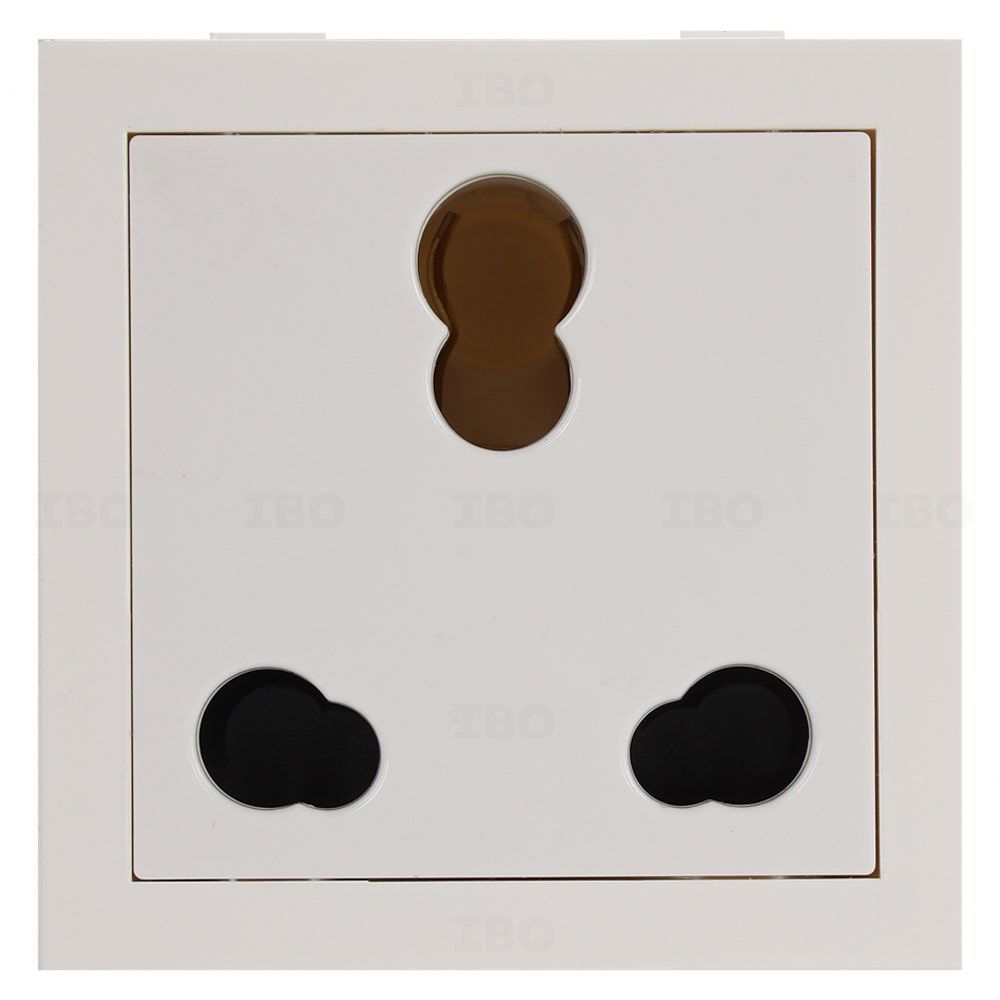 Indoasian Glint White 3 pin 16 A 2 Module Socket