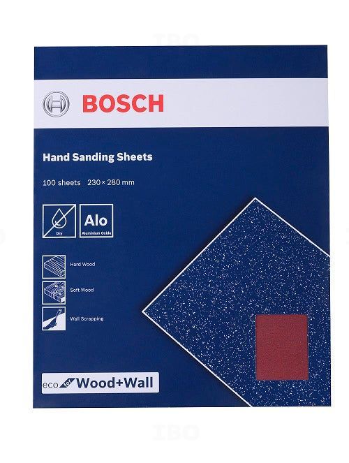 Bosch 2608621493 100Grit 100 Pcs Hand Sanding Sheets For Wood & Wall