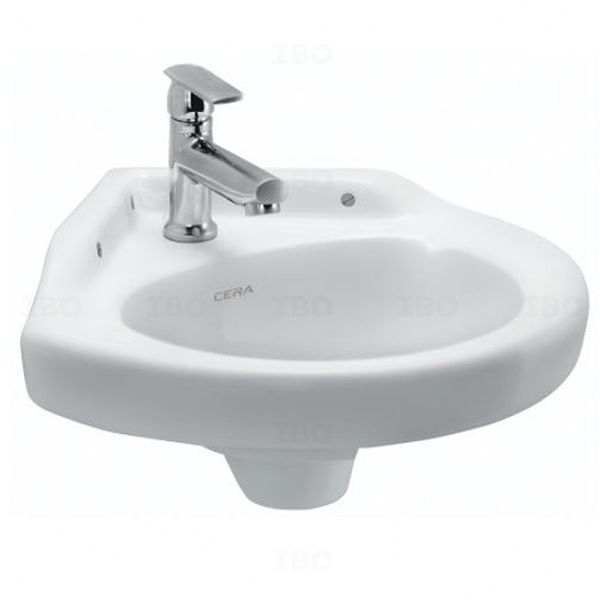 Cera Corner 400 mm x 400 mm Snow White Wall hung Basin