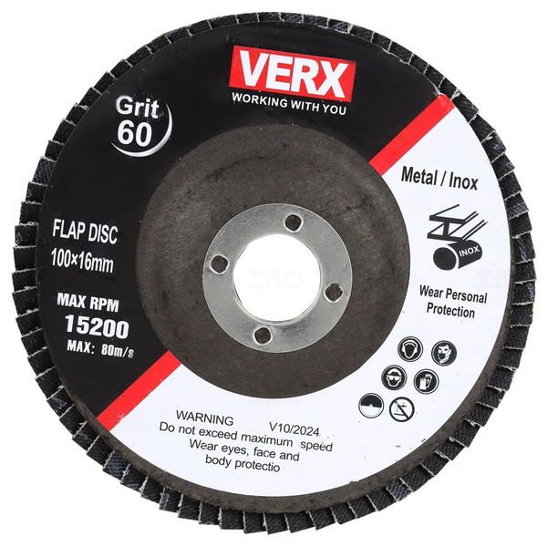 Verx 100x16mm 60 Grit Flap Disc