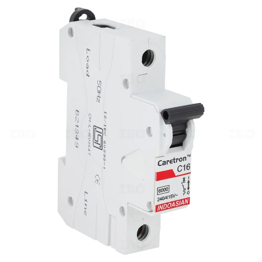 Indoasian Caretron Single Pole 16 A C Curve MCB