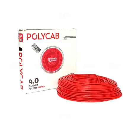 Polycab Primma 4 sq mm Red 90 m FR PVC Insulated Wire Polycab Primma 4 sq mm Red 90 m FR PVC Insulated Wire