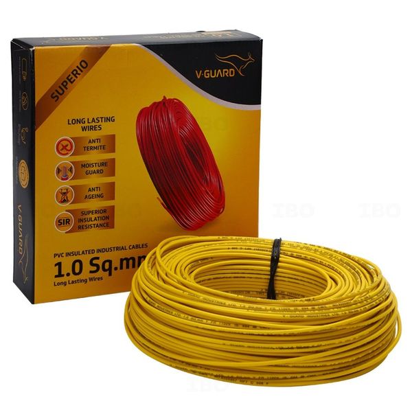 V-Guard Superio+ 1 sq mm Yellow 90 m FR PVC Insulated Wire V-Guard Superio+ 1 sq mm Yellow 90 m FR PVC Insulated Wire