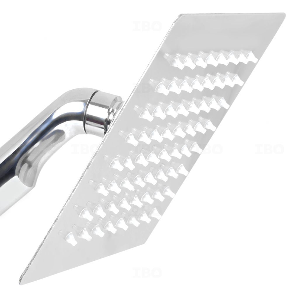 ENKI Small Shower Head Modern Square Stainless 100 x 100mm Angled Arm Chrome 