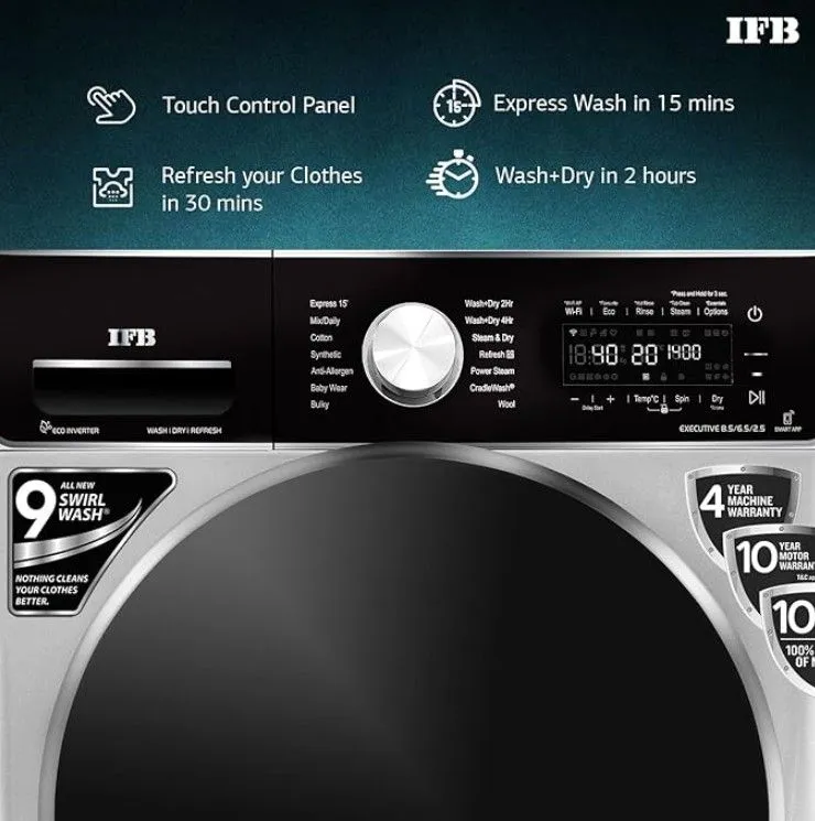 Buy IFB WD EXECUTIVE ZXS 8.5/6.5 KG SILVER on IBO.com & Store