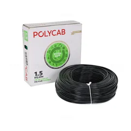 Polycab Green Wire+ 1.5 sq mm Black 90 m FR PVC Insulated Wire