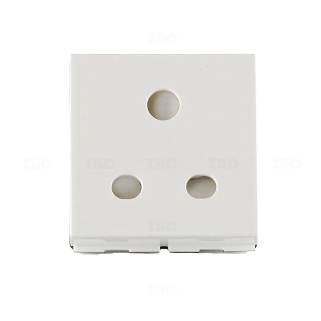 GM G-Nine Genia Glossy White 3 pin 6 A 2 Module Socket