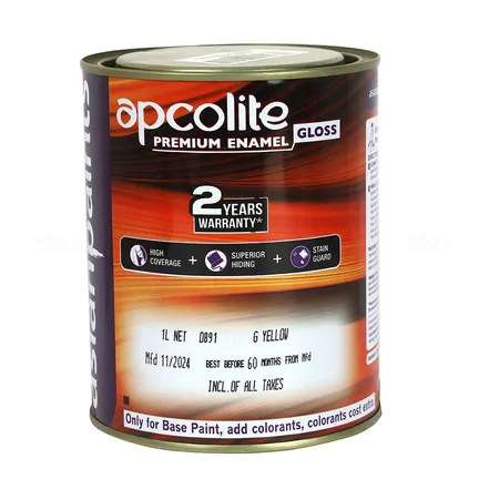 Asian Paints Apcolite Premium - Gloss 1 L Golden Yellow Enamel-Color Asian Paints Apcolite Premium - Gloss 1 L Golden Yellow Enamel-Color