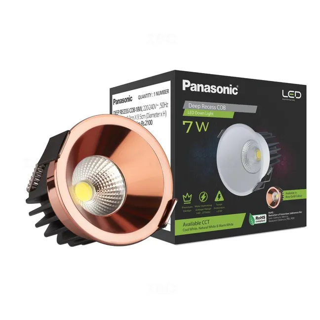 Panasonic 7W 3000K Deep Recess Rose Gold LED COB Downlight
