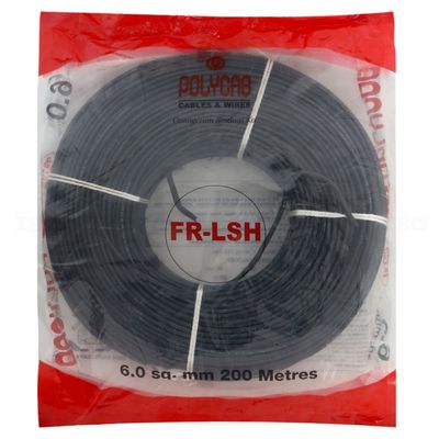Polycab FRLS-H 6 sq mm Black 200 m PVC Insulated Wire