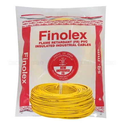 Finolex FRLS-H 1 sq mm Yellow 180m 1C PVC Insulated Industrial Cable 1100 V Finolex FRLS-H 1 sq mm Yellow 180m 1C PVC Insulated Industrial Cable 1100 V