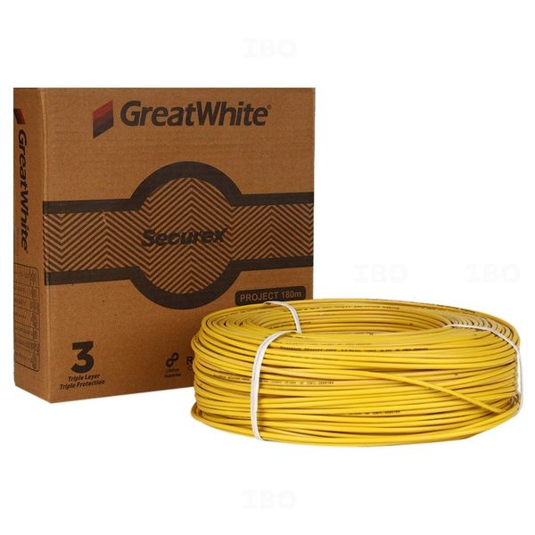 GreatWhite SecureX-FRFX 2.5 sq mm Yellow 180 m PVC Insulated Wire GreatWhite SecureX-FRFX 2.5 sq mm Yellow 180 m PVC Insulated Wire