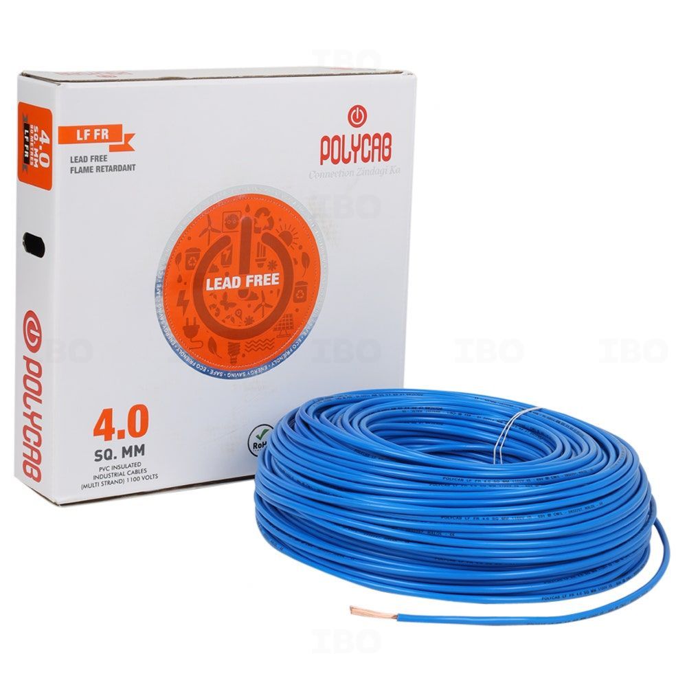 Buy Polycab FRLF 4 Sq Mm Blue 90 M PVC Insulated Wire On IBO.com ...