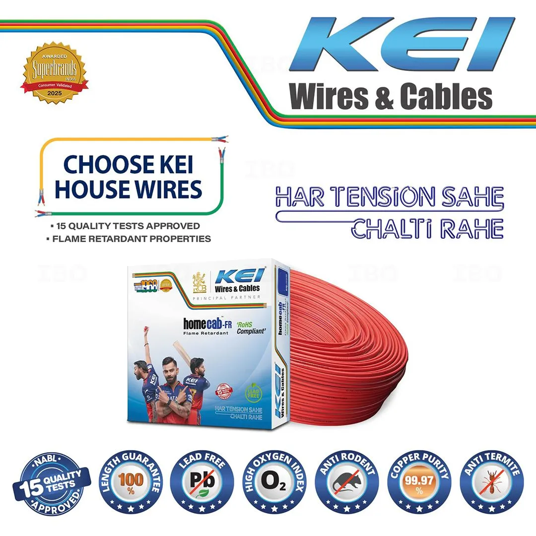 Buy KEI Conflame- FR-LSH 1 sq mm Red 300 m FR PVC Insulated Wire