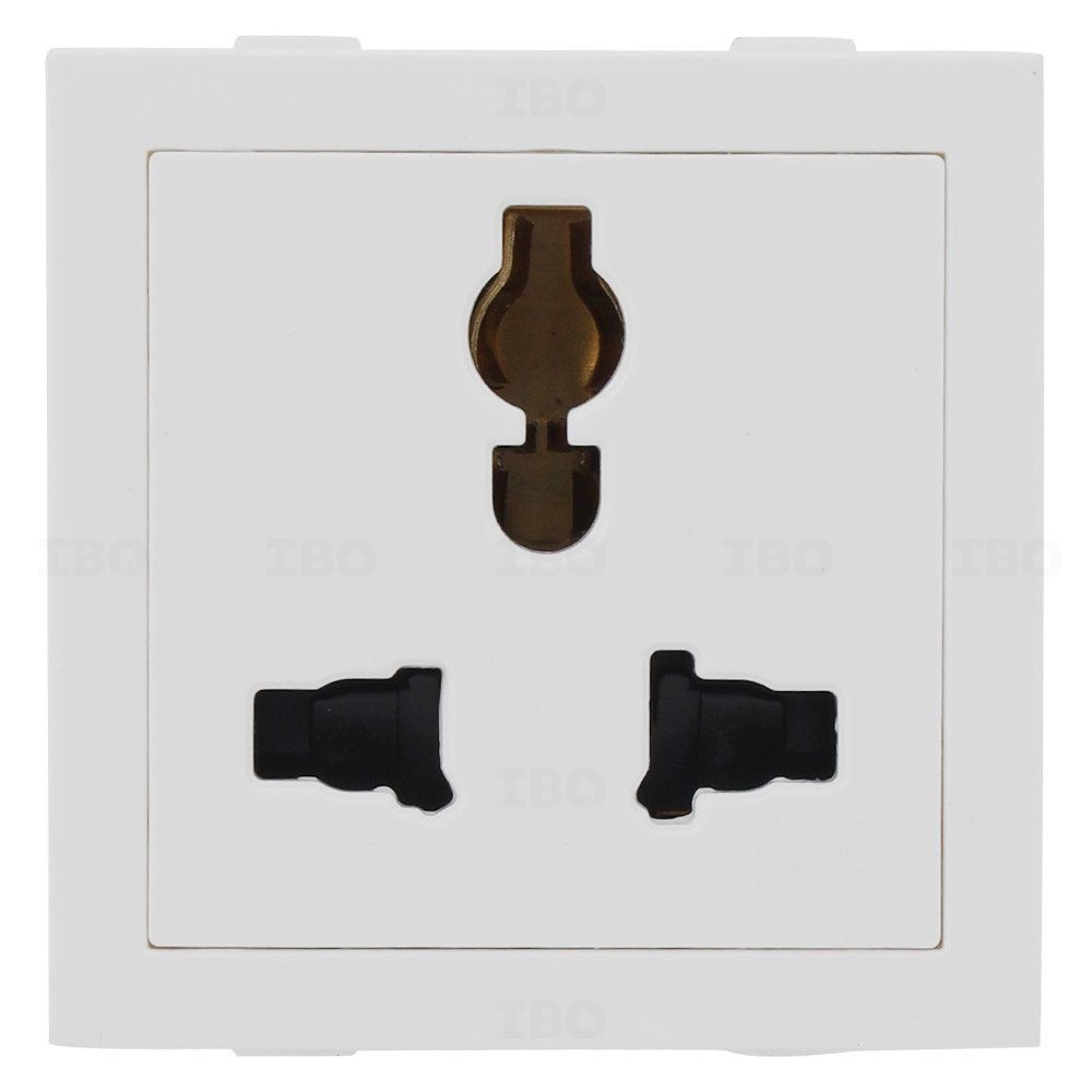 Indoasian Glint White 3 pin 13 A 2 Module Socket Indoasian Glint White 3 pin 13 A 2 Module Socket