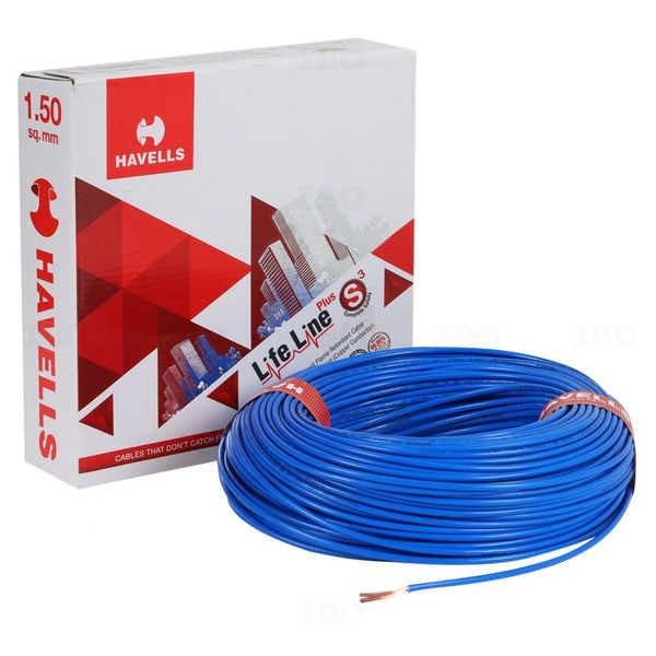 Havells Lifeline 1.5 sq mm Blue 180 m FR PVC Insulated Wire Havells Lifeline 1.5 sq mm Blue 180 m FR PVC Insulated Wire