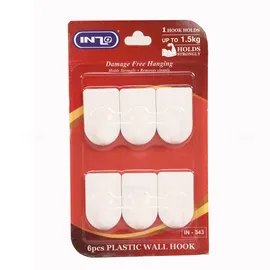 Inzo Plastic Wall Hook 6Pc 343