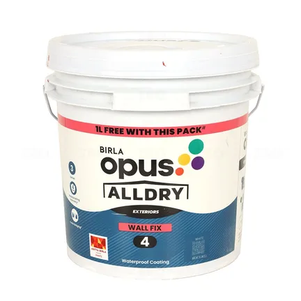 BIRLA opus WF4 AllDry WallFix 4 White 10 L Wall Waterproofing BIRLA opus WF4 AllDry WallFix 4 White 10 L Wall Waterproofing