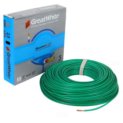 GreatWhite SecureX 2.5 sq mm Green 90 m FR PVC Insulated Wire