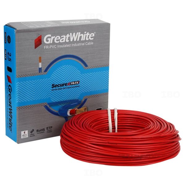 GreatWhite SecureX 2.5 sq mm Red 90 m FR PVC Insulated Wire