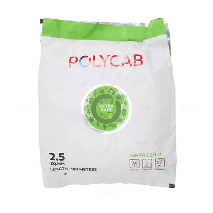 Polycab Green Wire 2.5 sq mm Yellow 180 m HR FR-LSH LF PVC Insulated Wire