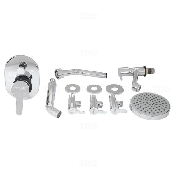 Bath Set-Pillar Cock Long Neck+Bath Tub Spout with Flange+Single Lever Concealed Diverter with Exposed Part Kit+Angle Cock 3 Pc+Shower With shower Arm