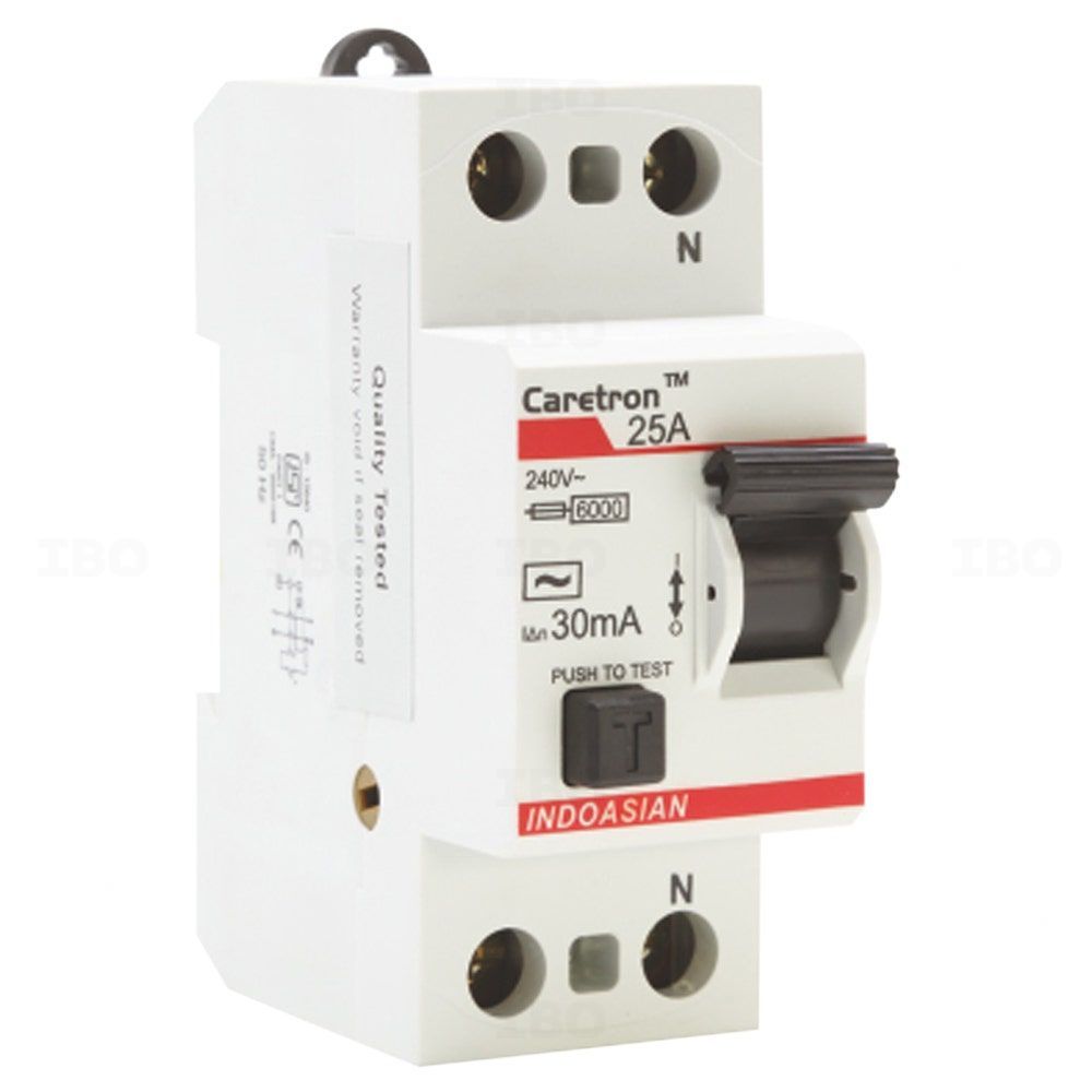 Buy Indoasian Caretron 2 Pole 25 A 30 mA RCCB on IBO.com  Store @ Best  Price. Genuine Products | Quick Delivery | Pay on Delivery