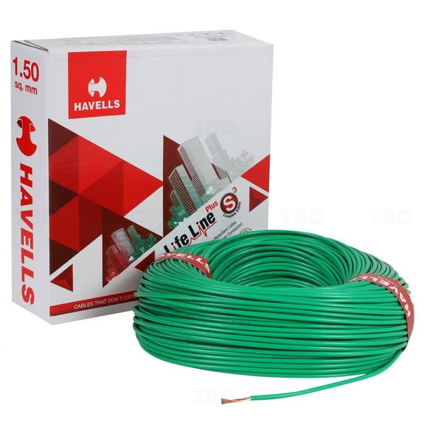 Havells Lifeline 1.5 sq mm Green 90 m PVC Insulated Wire Havells Lifeline 1.5 sq mm Green 90 m PVC Insulated Wire