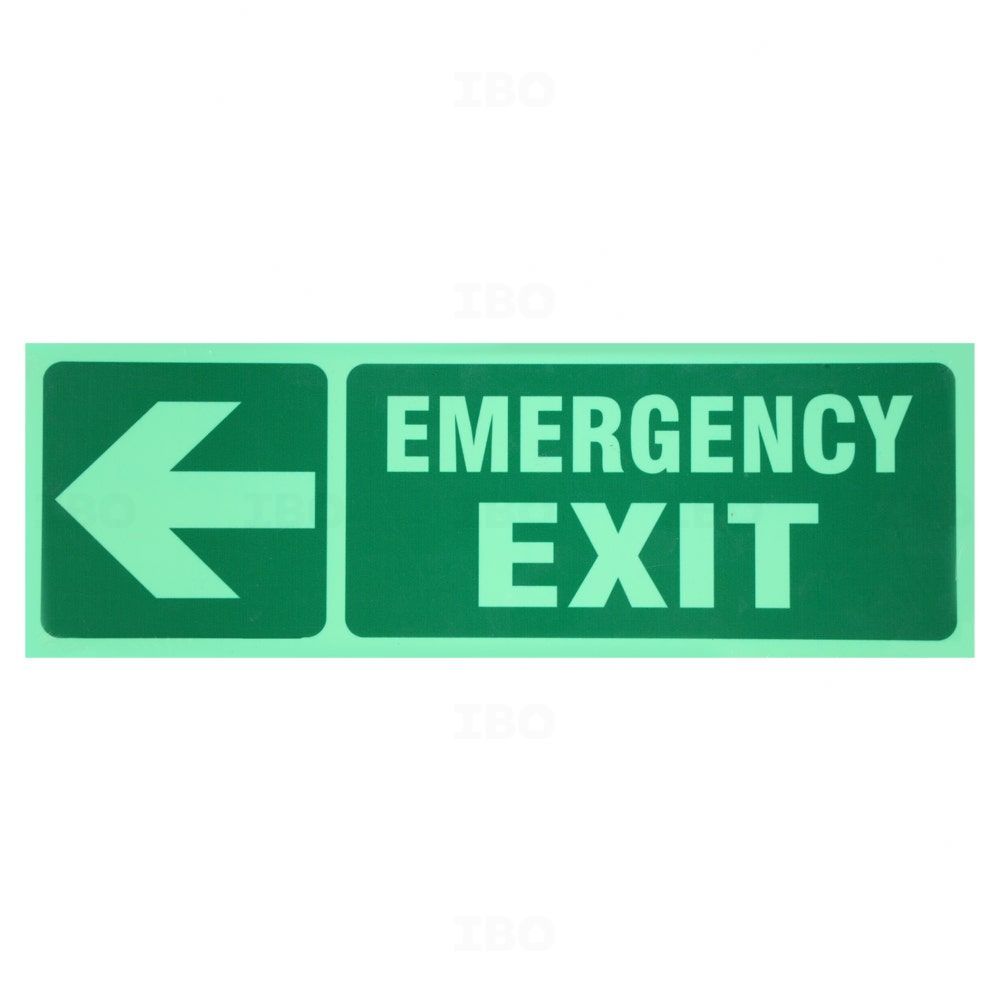SignageShop 12 in. x 4 in. Emergency Exit With Arrow (L) Stock Sign