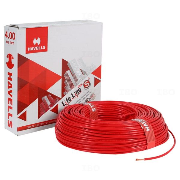Havells Lifeline 4 sq mm Red 90 m PVC Insulated Wire
