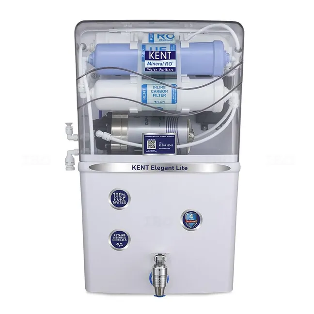 Kent Elegant Lite, 8 L, RO + UF + TDS Control Water Purifier, Suitable for All - Borewell, Tanker, Municipality Water (White)