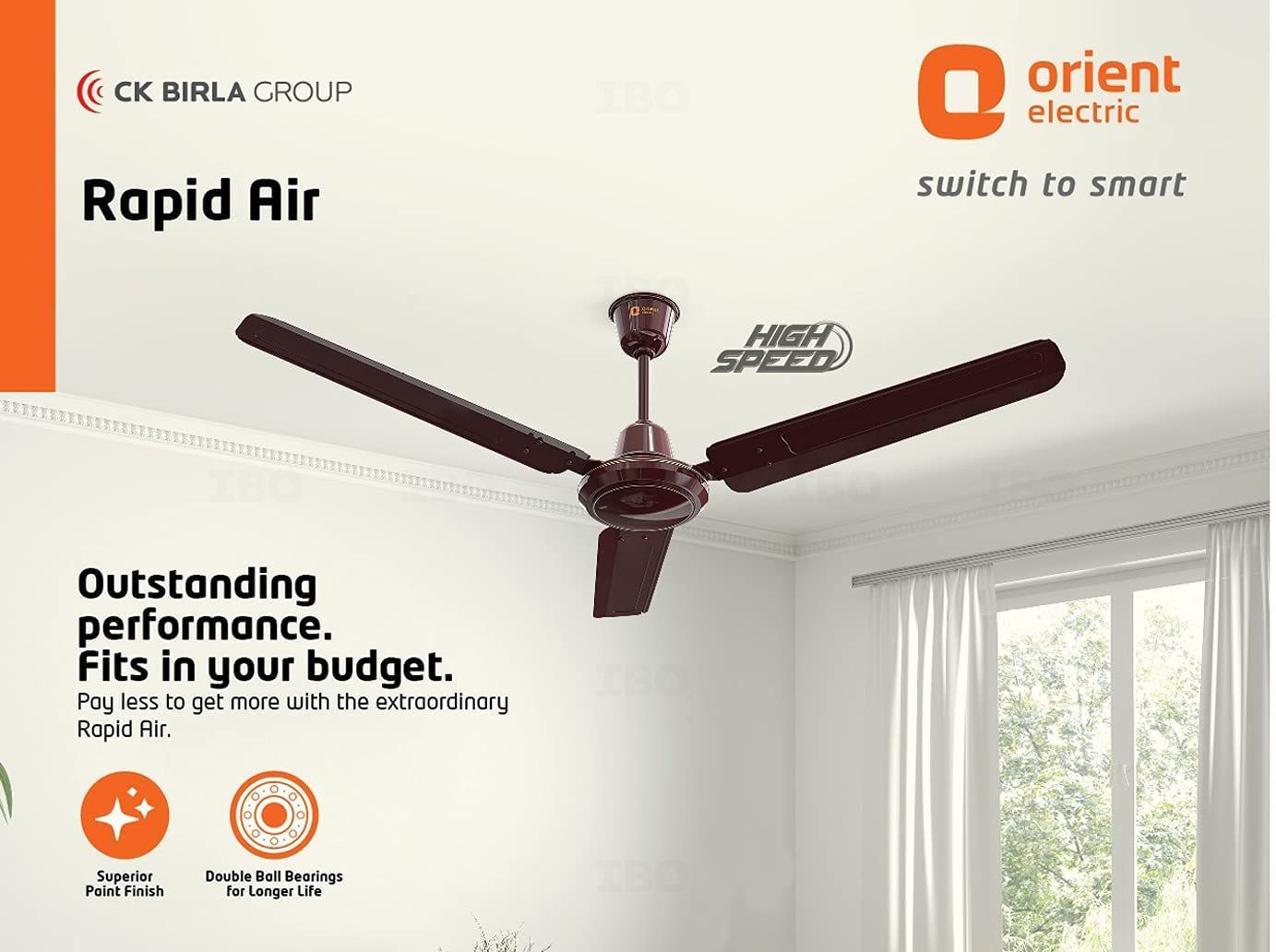 Orient Rapid Air 1200 mm Brown Ceiling Fan