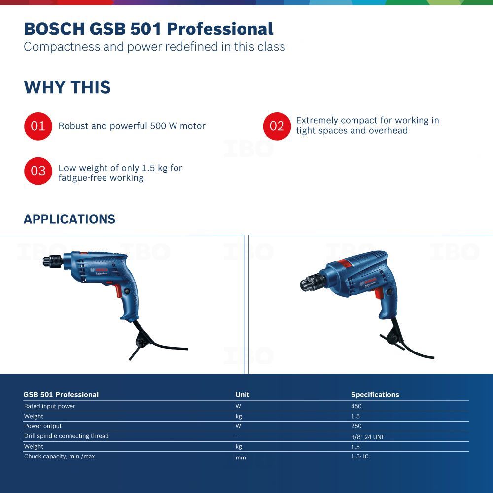 Bosch gsb 501 online specification