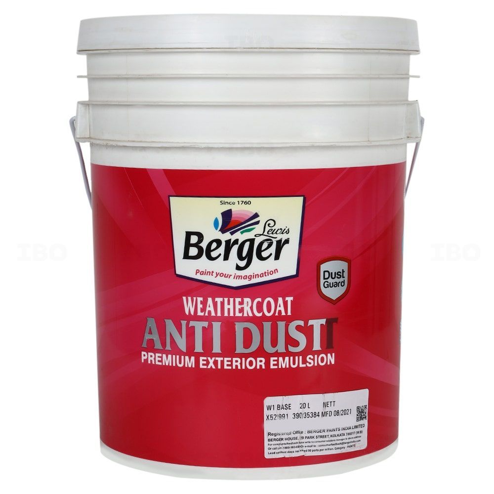 Berger Paints WeatherCoat Anti Dustt 20 L W1 Base Interior Emulsion - Base