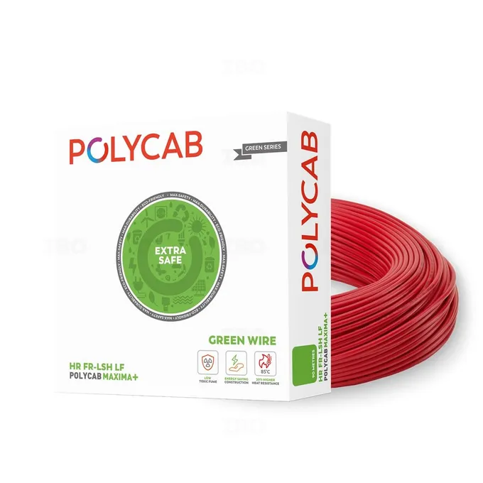 Polycab Green Wire+ 6 sq mm Red 90 m FR PVC Insulated Wire