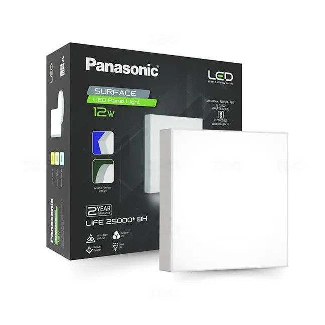Panasonic 12W TRI CCT LED Square Rimless Surface Panel Light