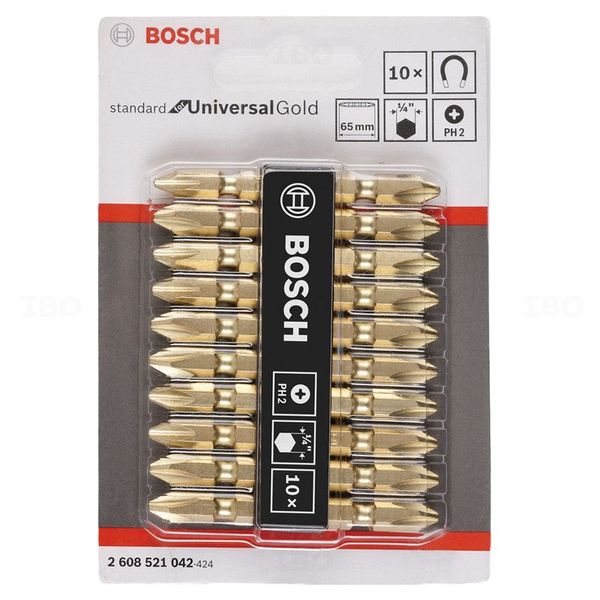 Bosch 2608521042 Ph2 65mm 10pcs Screwdriver Double Ended Bit Set