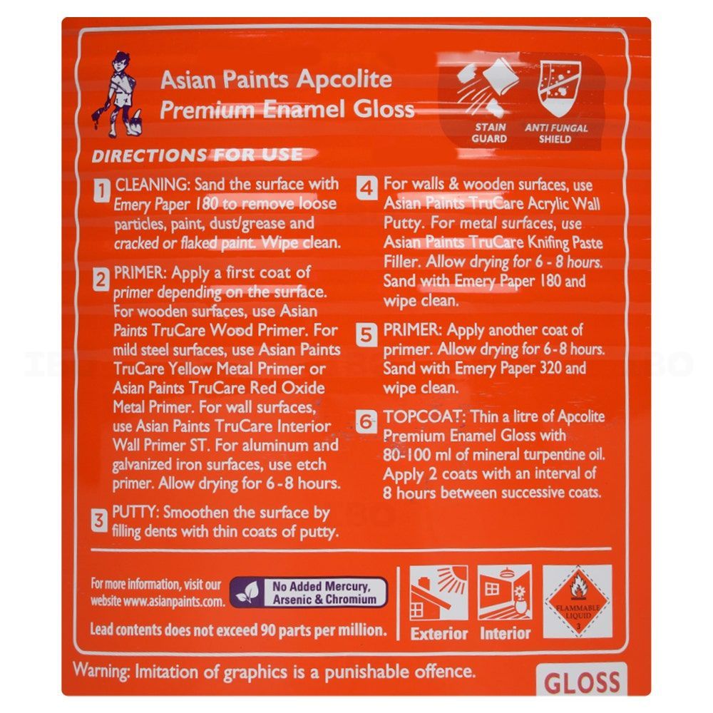 Asian Apcolite Premium Enamel Paint, Pack Size: 4 L at Rs 1050/piece in  Lucknow