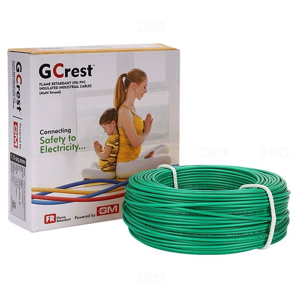 GM GCREST 1.5 sq mm Green 90 m PVC Insulated Wire