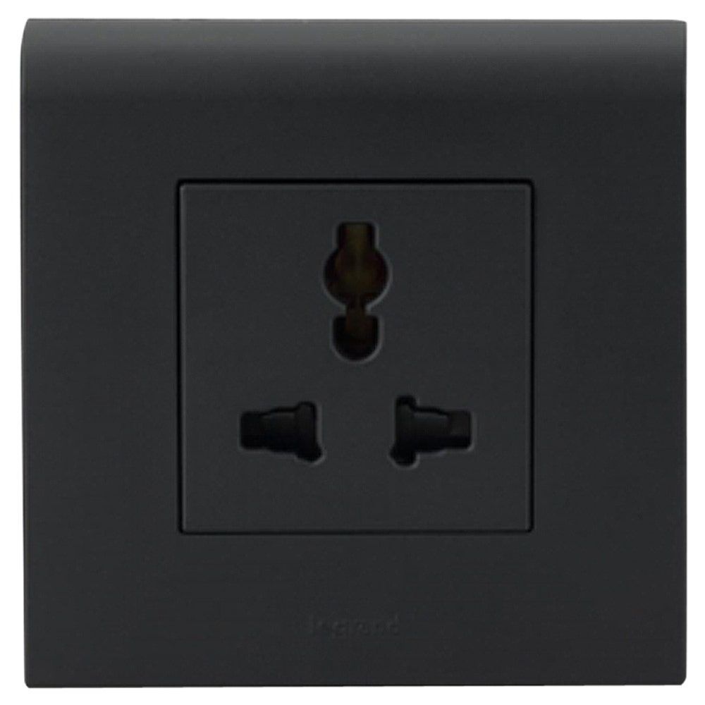 Legrand Myrius Regular Black 3 pin 13 A 2 Module Socket Legrand Myrius Regular Black 3 pin 13 A 2 Module Socket