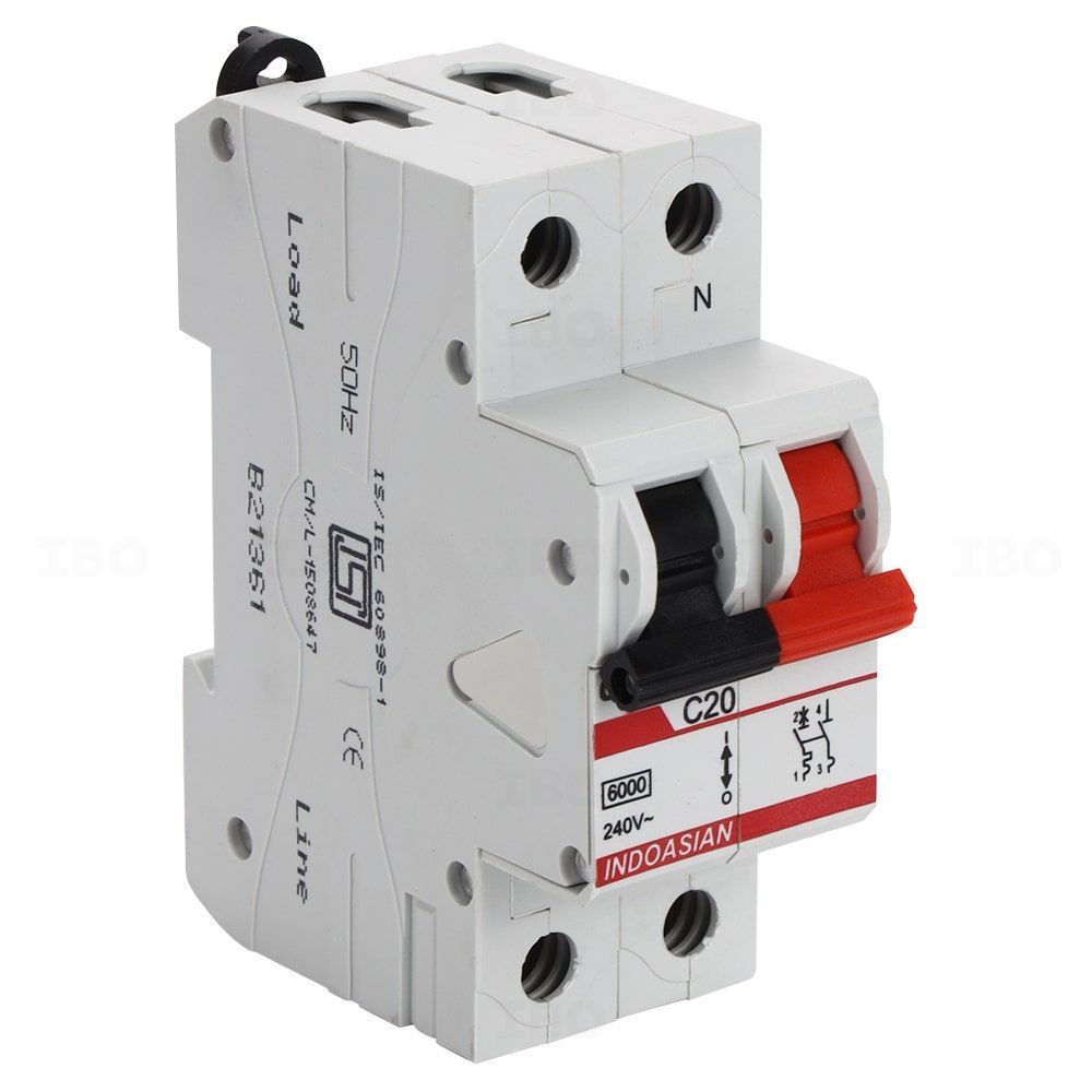 Indoasian Caretron Single Pole Neutral 20 A C Curve MCB