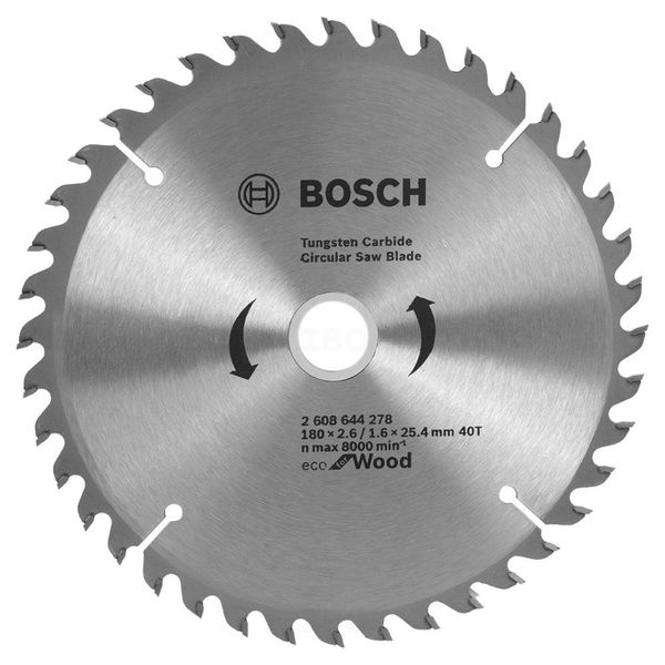 Bosch 2608644278 Eco Series 180x2.6/1.6x25.4mm 40Teeth Circular Saw Blade