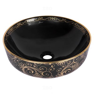 Brizzio 410 mm x 410 mm x 130 mm Black/Gold Table Top Basin Brizzio 410 mm x 410 mm x 130 mm Black/Gold Table Top Basin