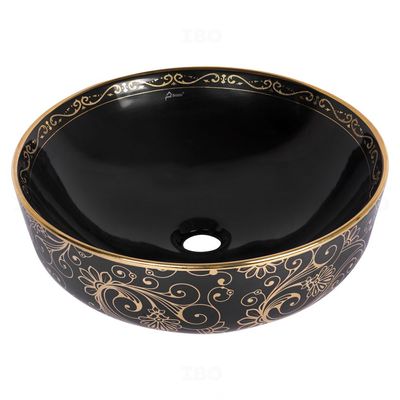 Brizzio 410 mm x 410 mm x 130 mm Black/Gold Table Top Basin