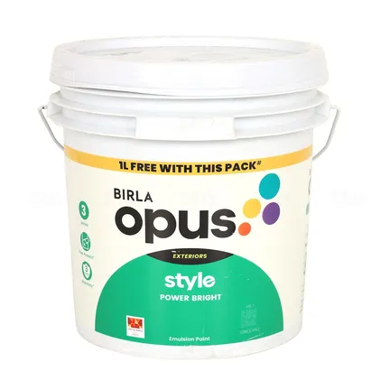 BIRLA opus PB 1 Style Power Bright Pastel 10 L Exterior Emulsion - Base BIRLA opus PB 1 Style Power Bright Pastel 10 L Exterior Emulsion - Base