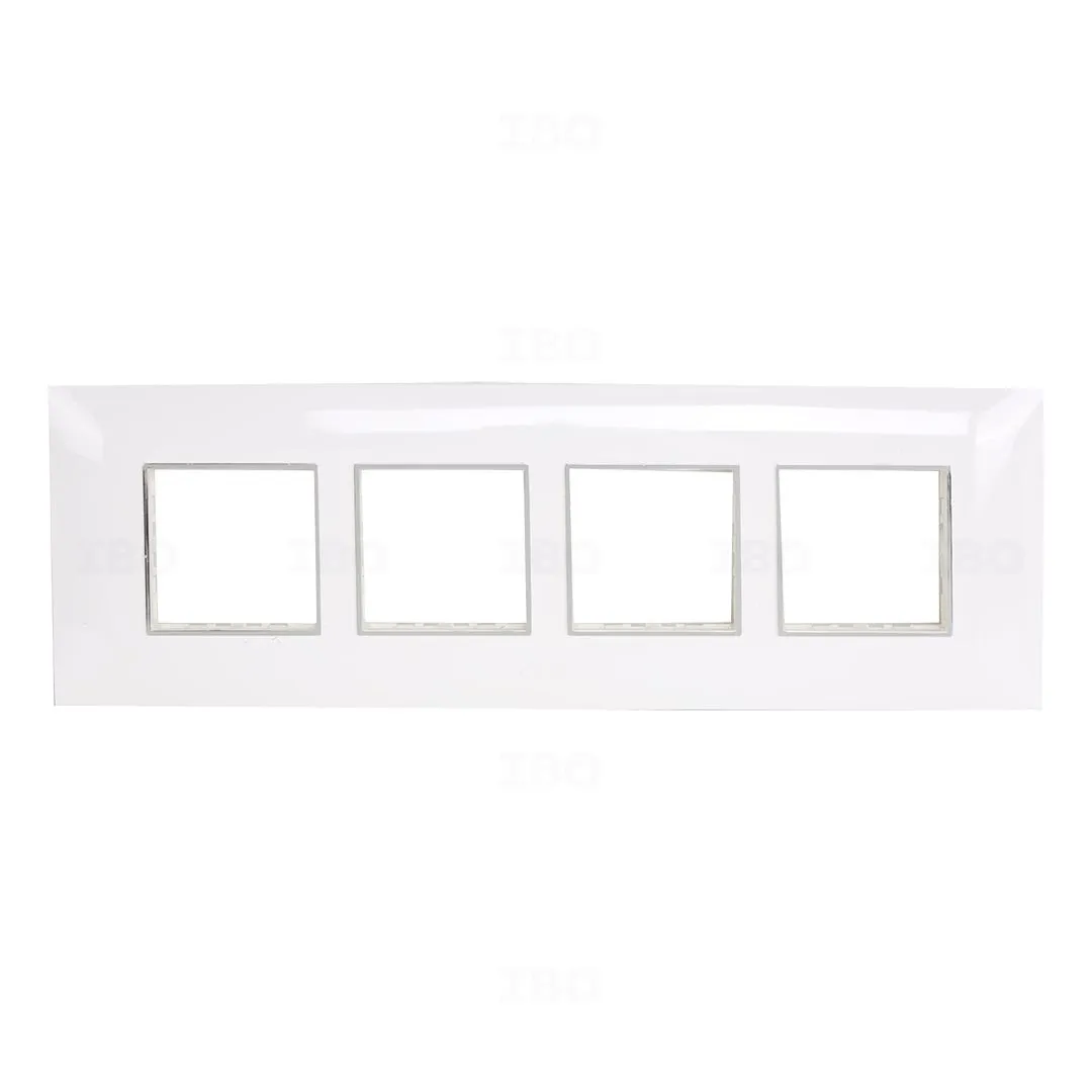 Lisha S7 Turbo Chrome 8 (H) Module Glossy Classic White Switch Board Plate