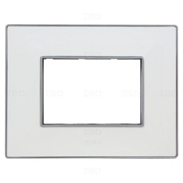 GM FourFive Wavio 3 Glossy Sparkling White Switch Board Plate