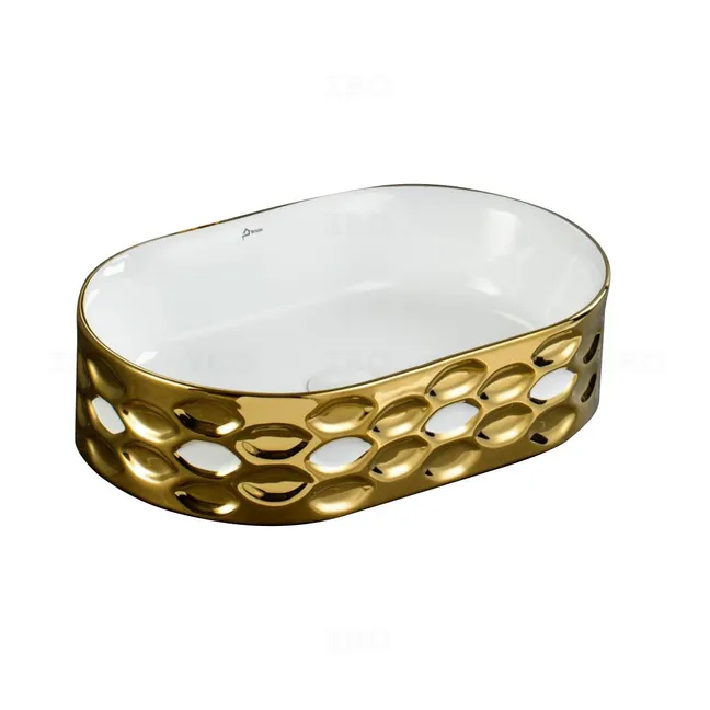 Brizzio 550 mm x 360 mm x 14 mm0 Gold Table Top Basin